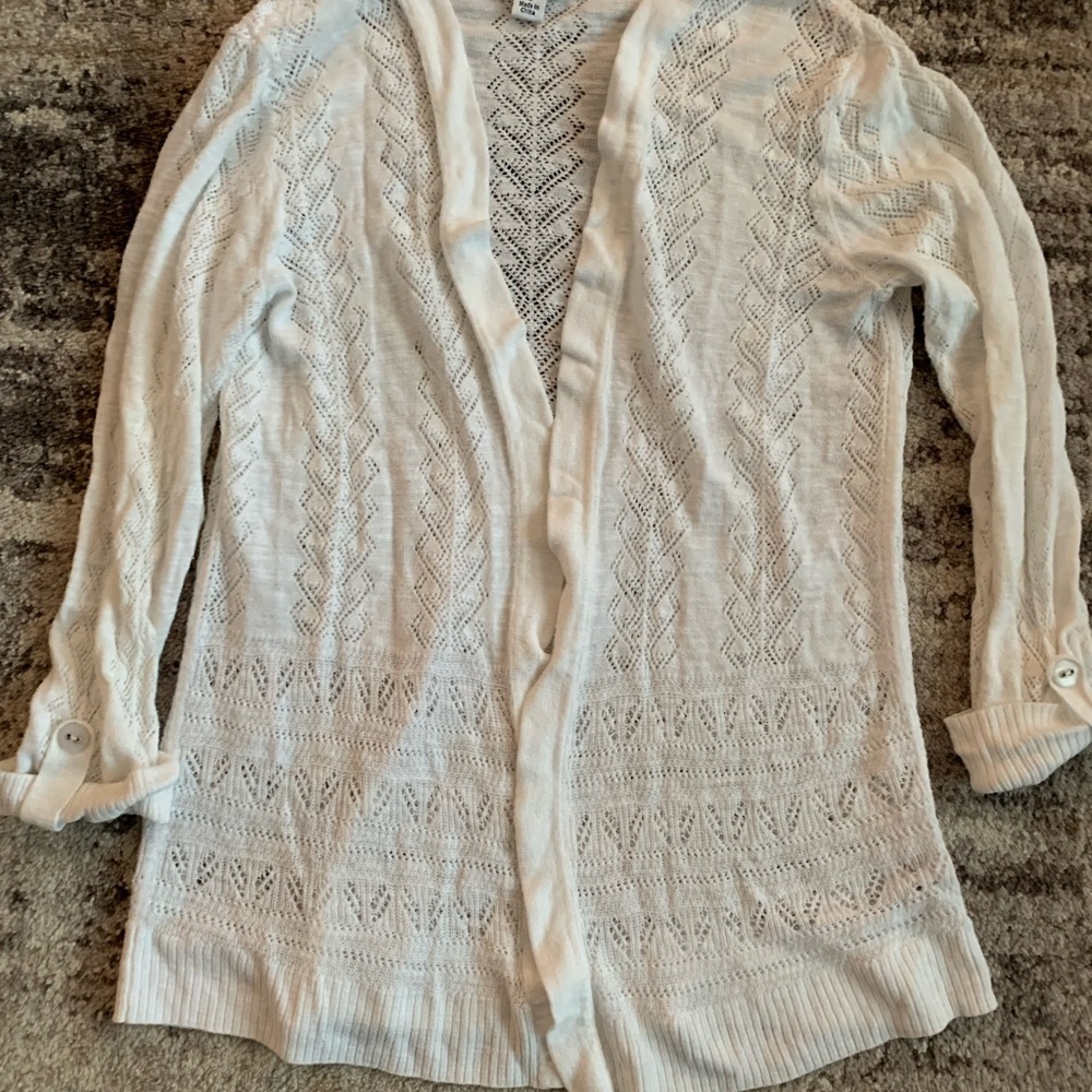 Croft & Barrow White Knit Cardigan Sweater